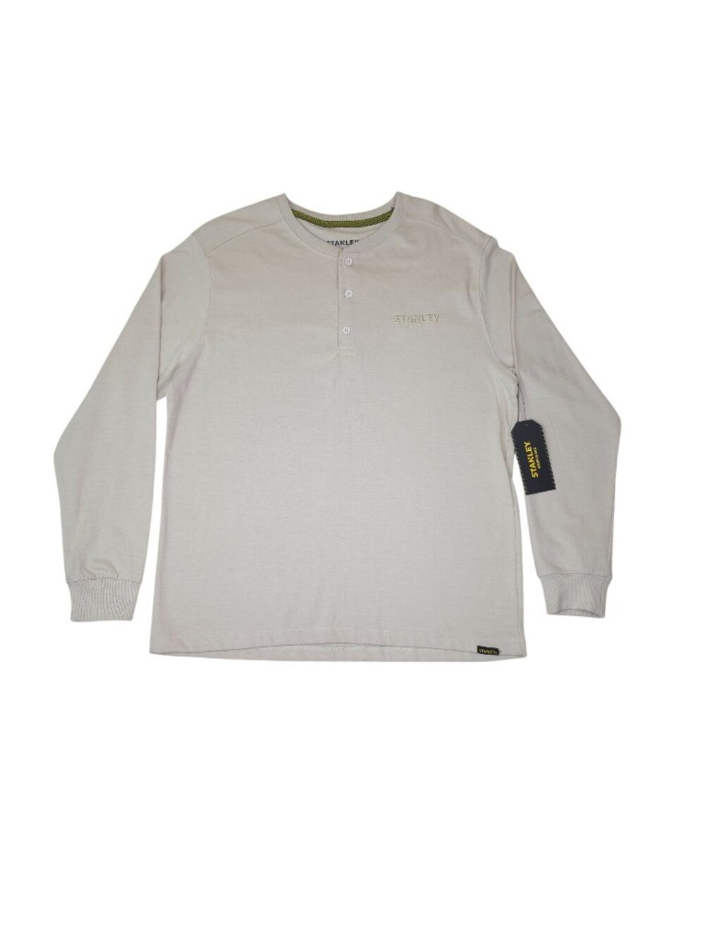 Stanley Mens Long-Sleeve Henley Shirt Size L 60% Cotton 40% Polyester Durable
